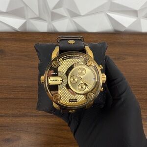 Diesel Gold-Tone Smartwatch with Black Strap 57MM